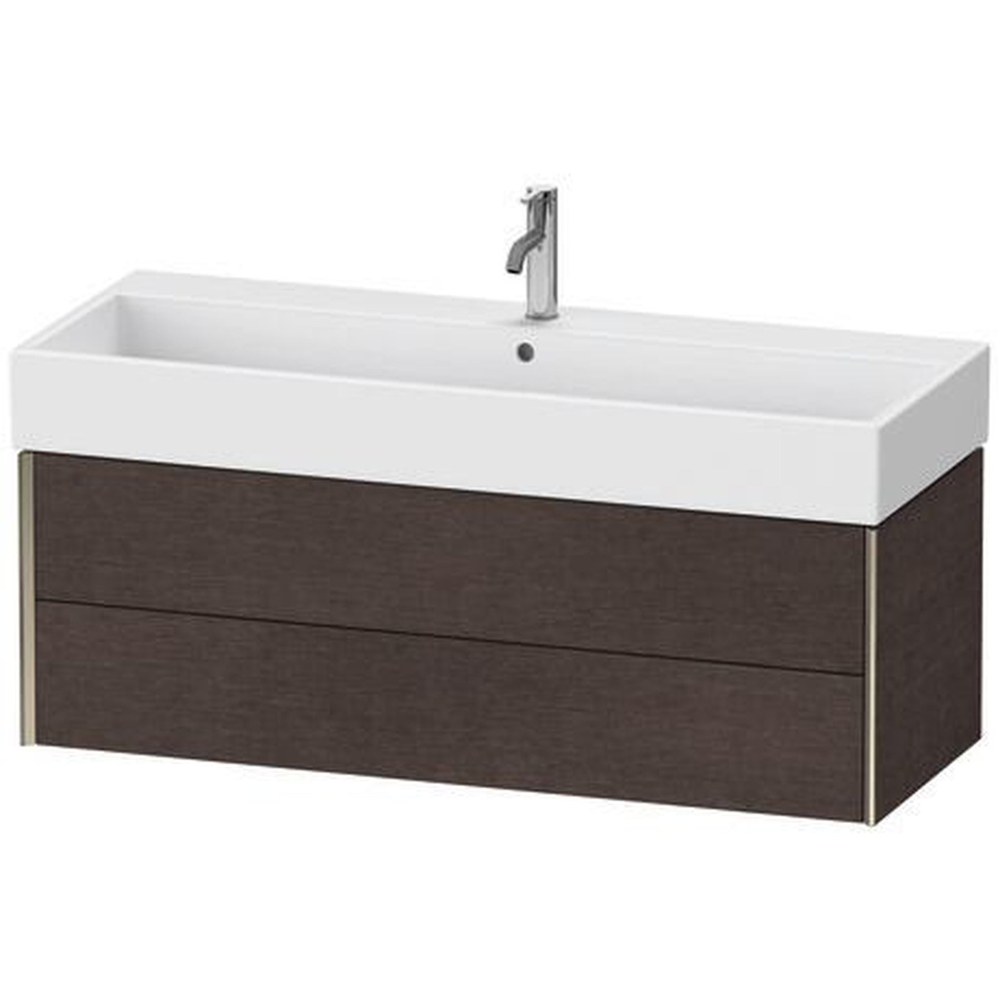 Duravit Xviu 47" x 16" x 18" Two Drawer Wall-Mount Vanity Unit, Brushed Dark Oak Real Wood Veneer (XV43380B172)