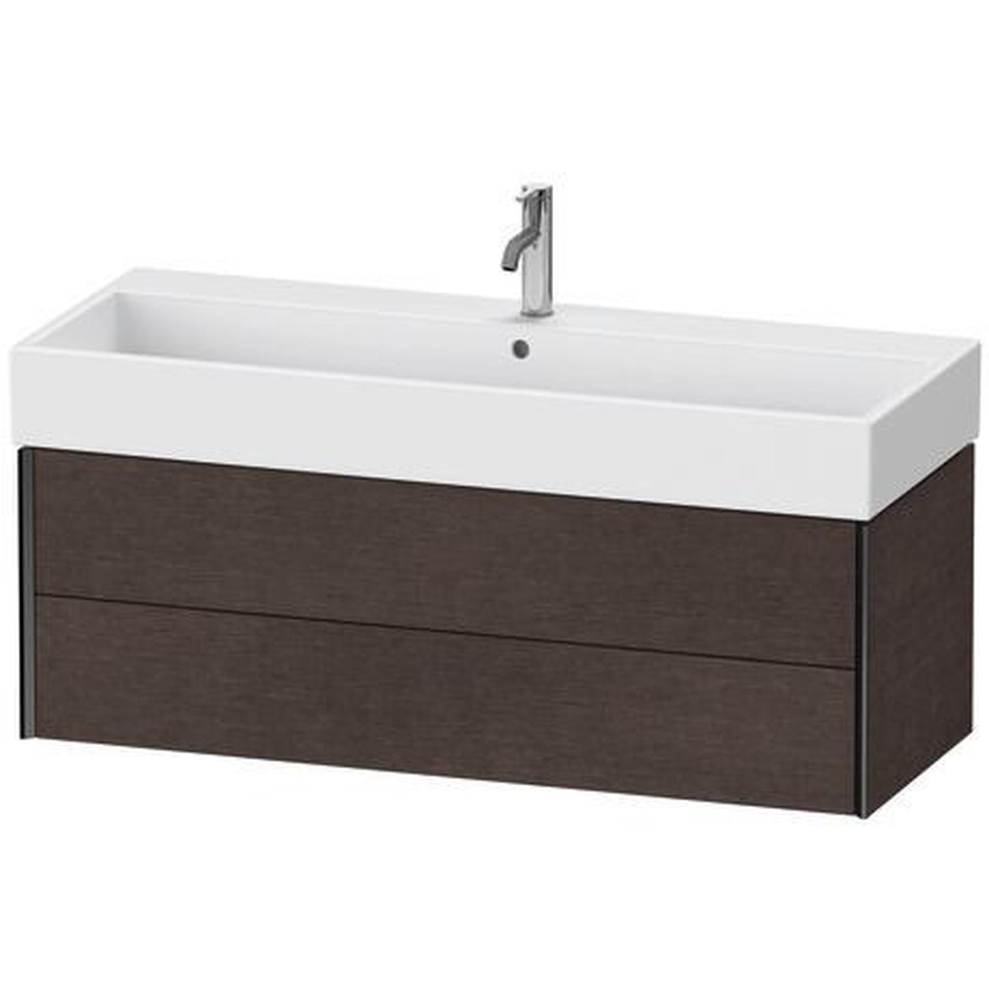 Duravit Xviu 47" x 16" x 18" Two Drawer Wall-Mount Vanity Unit, Brushed Dark Oak Real Wood Veneer (XV43380B272)