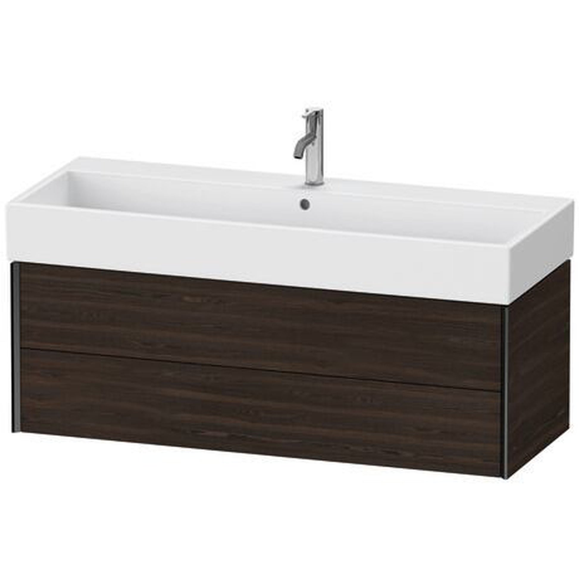 Duravit Xviu 47" x 16" x 18" Two Drawer Wall-Mount Vanity Unit, Brushed Walnut Real Wood Veneer (XV43380B269)