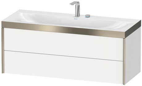 Duravit Xviu 47" x 20" x 19" Two Drawer C-Bonded Wall-Mount Vanity Kit With One Tap Hole, American Walnut (XV4617OB113C)