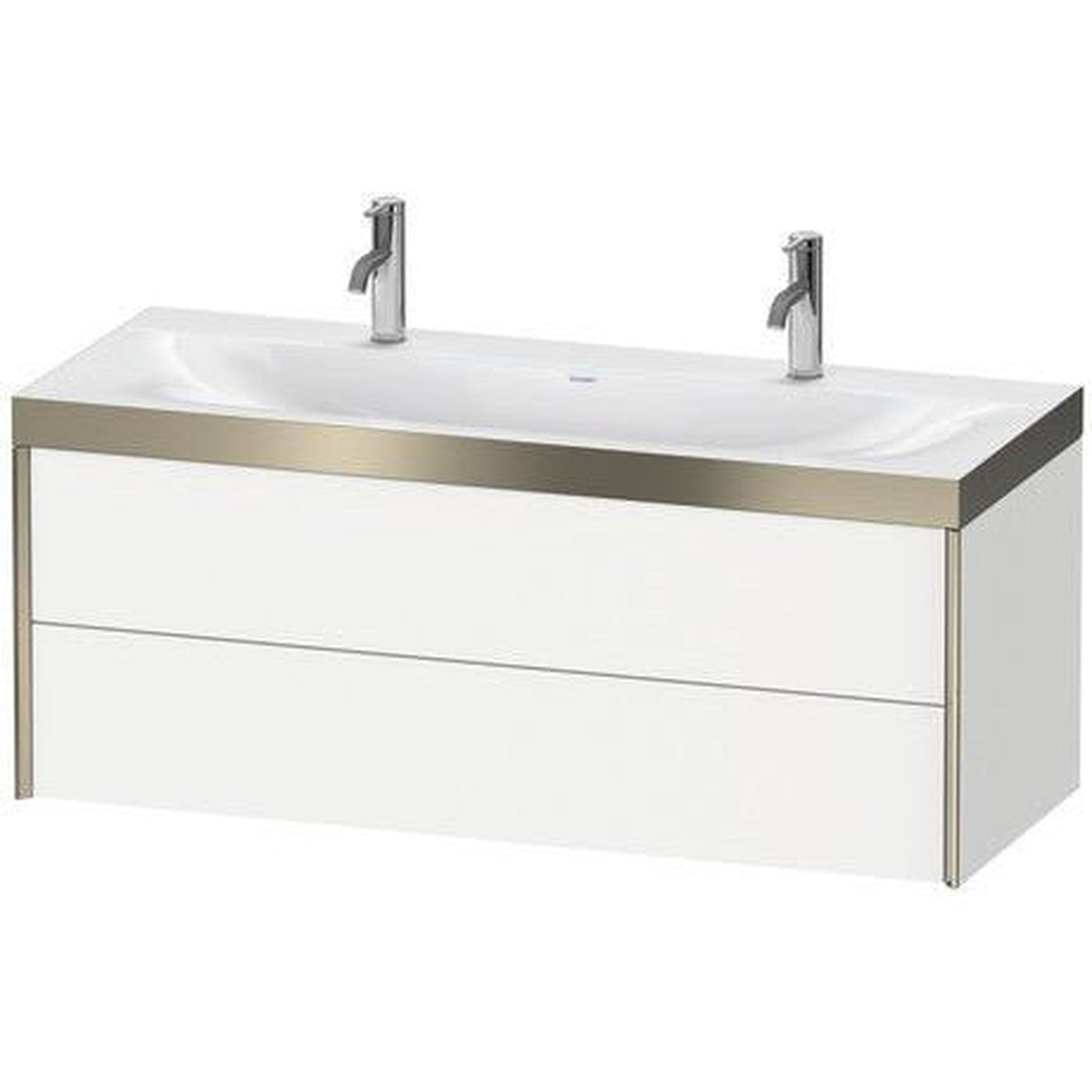 Duravit Xviu 47" x 20" x 19" Two Drawer C-Bonded Wall-Mount Vanity Kit With One Tap Hole, American Walnut (XV4618OB213C)