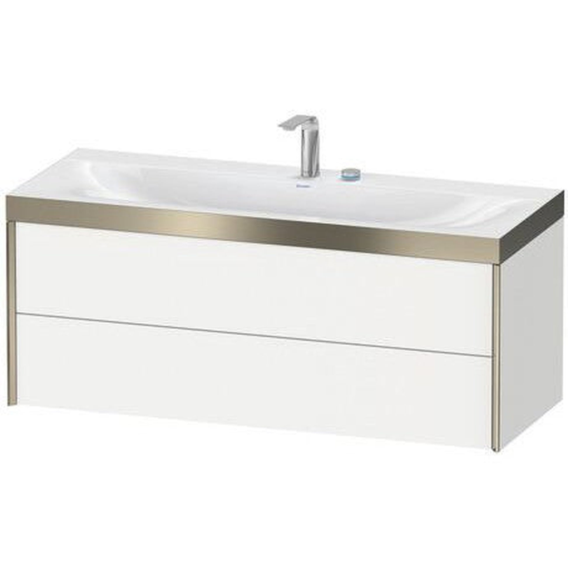 Duravit Xviu 47" x 20" x 19" Two Drawer C-Bonded Wall-Mount Vanity Kit With One Tap Hole, Dark Brushed Oak (XV4617OB172C)