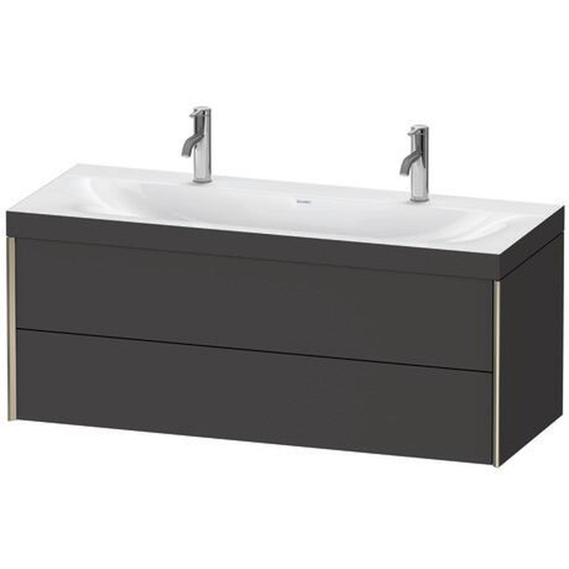 Duravit Xviu 47" x 20" x 19" Two Drawer C-Bonded Wall-Mount Vanity Kit With One Tap Hole, Graphite (XV4618OB180C)