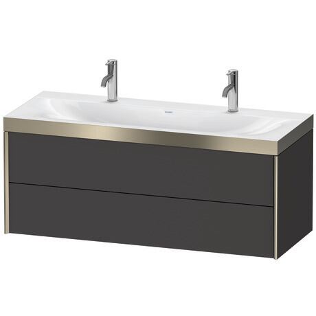 Duravit Xviu 47" x 20" x 19" Two Drawer C-Bonded Wall-Mount Vanity Kit With One Tap Hole, Graphite (XV4618OB180P)