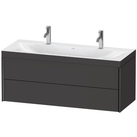 Duravit Xviu 47" x 20" x 19" Two Drawer C-Bonded Wall-Mount Vanity Kit With One Tap Hole, Graphite (XV4618OB280C)