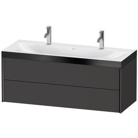 Duravit Xviu 47" x 20" x 19" Two Drawer C-Bonded Wall-Mount Vanity Kit With One Tap Hole, Graphite (XV4618OB280P)