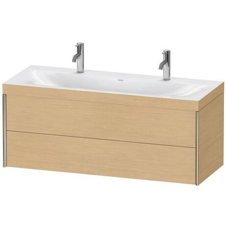 Duravit Xviu 47" x 20" x 19" Two Drawer C-Bonded Wall-Mount Vanity Kit With One Tap Hole, Natural Oak (XV4618OB130C)