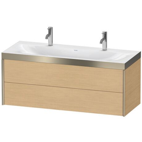 Duravit Xviu 47" x 20" x 19" Two Drawer C-Bonded Wall-Mount Vanity Kit With One Tap Hole, Natural Oak (XV4618OB130P)