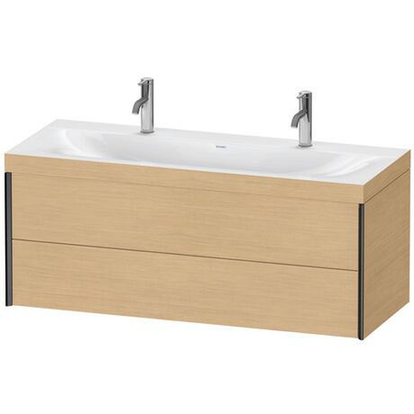 Duravit Xviu 47" x 20" x 19" Two Drawer C-Bonded Wall-Mount Vanity Kit With One Tap Hole, Natural Oak (XV4618OB230C)