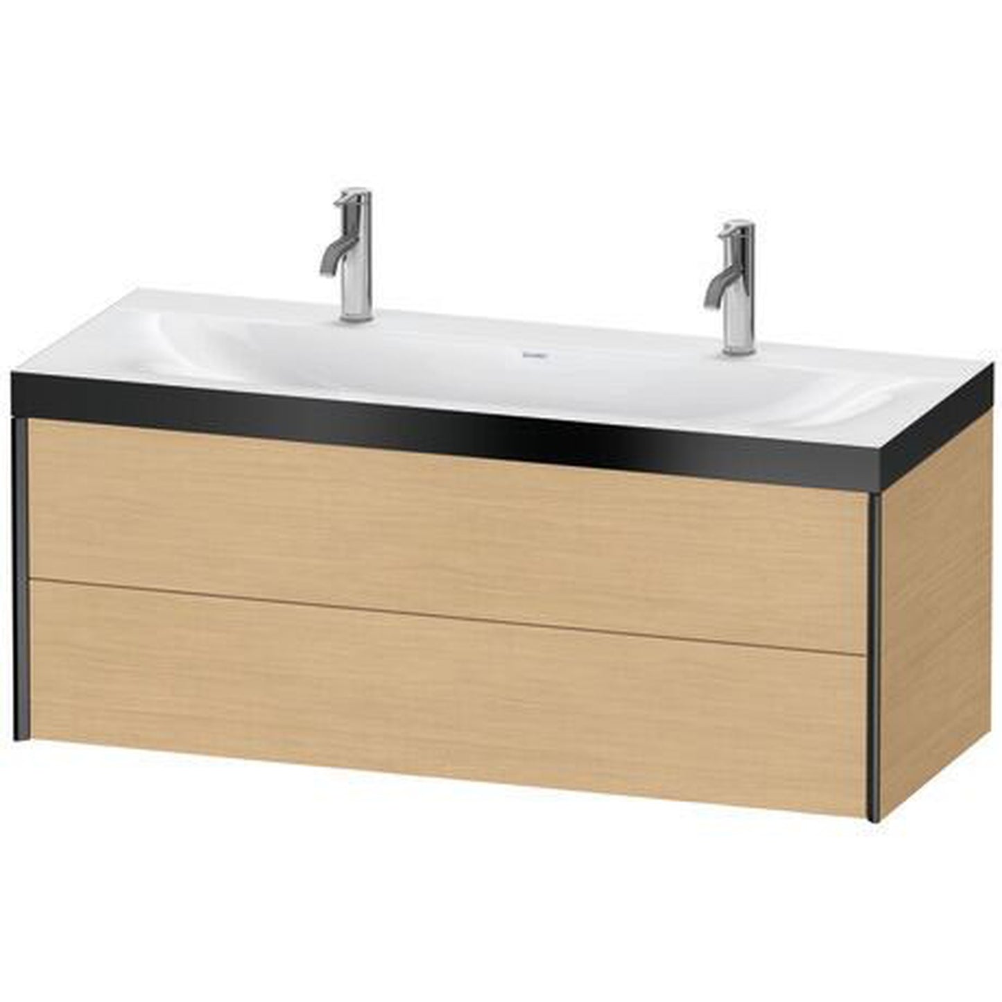 Duravit Xviu 47" x 20" x 19" Two Drawer C-Bonded Wall-Mount Vanity Kit With One Tap Hole, Natural Oak (XV4618OB230P)