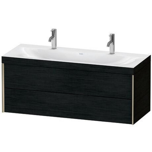 Duravit Xviu 47" x 20" x 19" Two Drawer C-Bonded Wall-Mount Vanity Kit With One Tap Hole, Oak Black (XV4618OB116C)