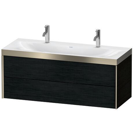 Duravit Xviu 47" x 20" x 19" Two Drawer C-Bonded Wall-Mount Vanity Kit With One Tap Hole, Oak Black (XV4618OB116P)