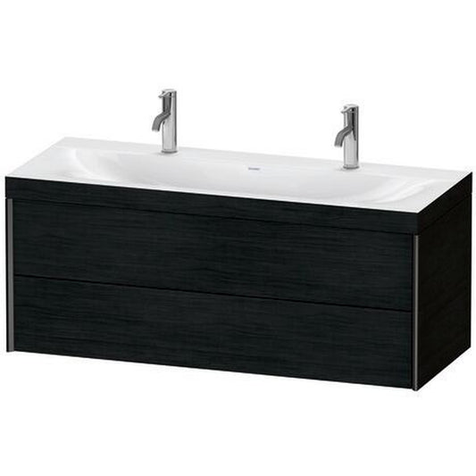 Duravit Xviu 47" x 20" x 19" Two Drawer C-Bonded Wall-Mount Vanity Kit With One Tap Hole, Oak Black (XV4618OB216C)