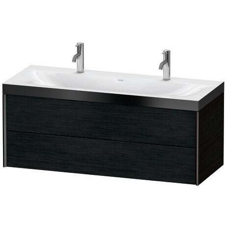 Duravit Xviu 47" x 20" x 19" Two Drawer C-Bonded Wall-Mount Vanity Kit With One Tap Hole, Oak Black (XV4618OB216P)