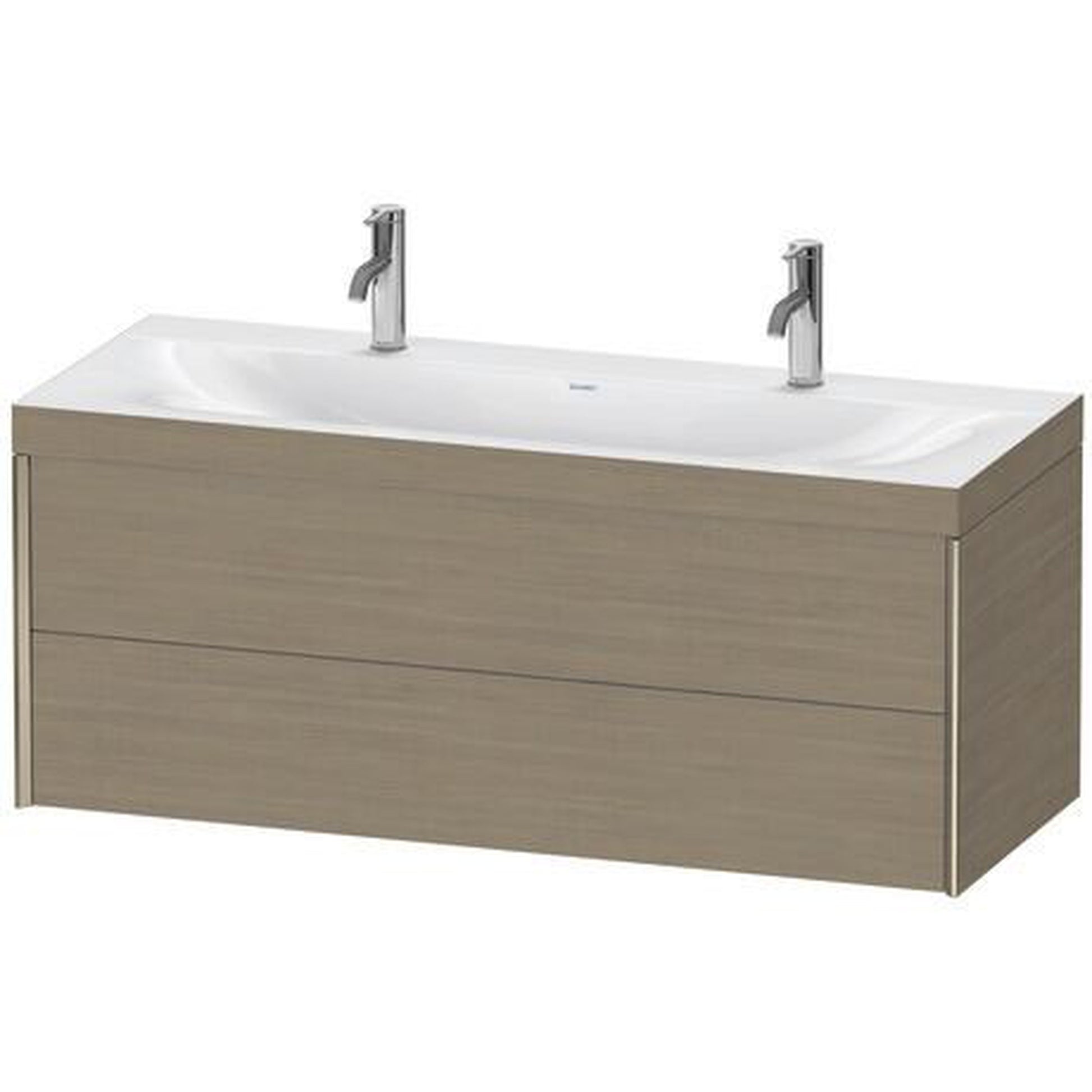 Duravit Xviu 47" x 20" x 19" Two Drawer C-Bonded Wall-Mount Vanity Kit With One Tap Hole, Oak Terra (XV4618OB135C)