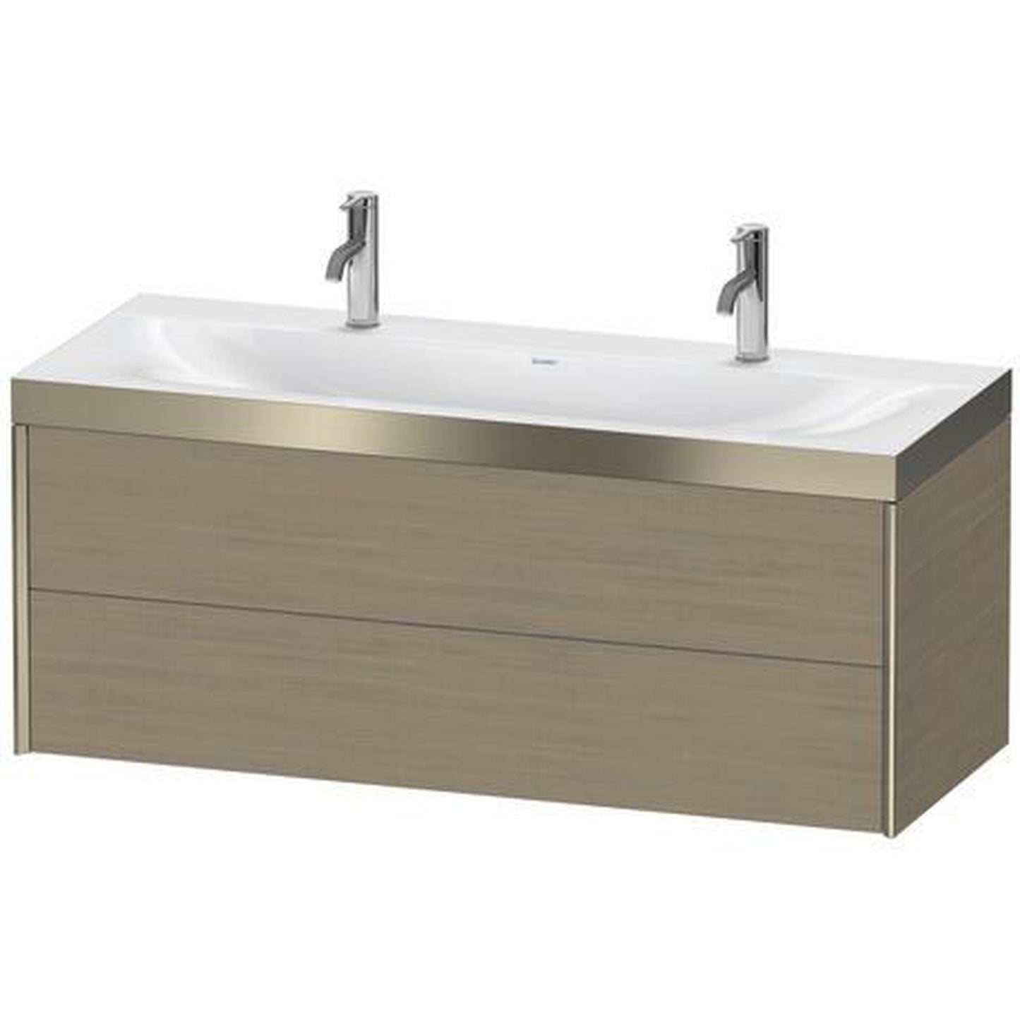 Duravit Xviu 47" x 20" x 19" Two Drawer C-Bonded Wall-Mount Vanity Kit With One Tap Hole, Oak Terra (XV4618OB135P)