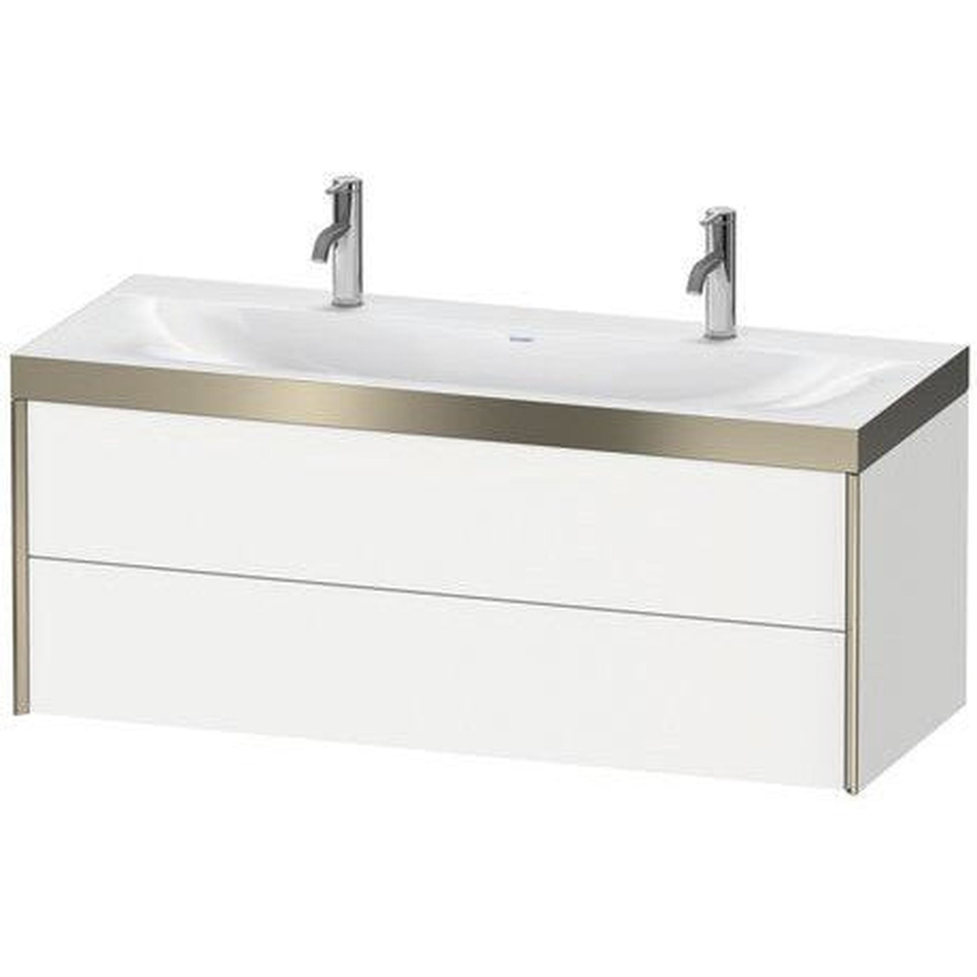 Duravit Xviu 47" x 20" x 19" Two Drawer C-Bonded Wall-Mount Vanity Kit With One Tap Hole, Walnut Brushed (XV4618OB269C)