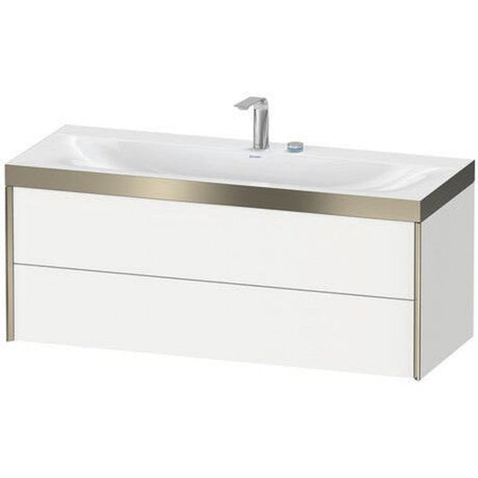 Duravit Xviu 47" x 20" x 19" Two Drawer C-Bonded Wall-Mount Vanity Kit With One Tap Hole, White (XV4617OB122P)