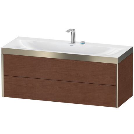 Duravit Xviu 47" x 20" x 19" Two Drawer C-Bonded Wall-Mount Vanity Kit With Two Tap Holes, American Walnut (XV4617EB113P)