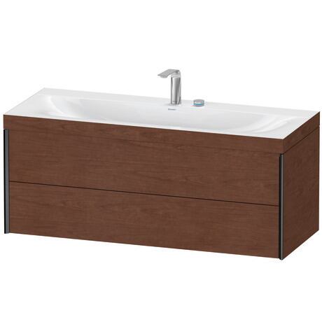 Duravit Xviu 47" x 20" x 19" Two Drawer C-Bonded Wall-Mount Vanity Kit With Two Tap Holes, American Walnut (XV4617EB213C)