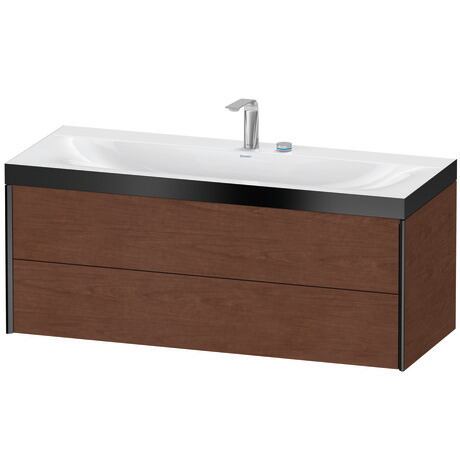 Duravit Xviu 47" x 20" x 19" Two Drawer C-Bonded Wall-Mount Vanity Kit With Two Tap Holes, American Walnut (XV4617EB213P)