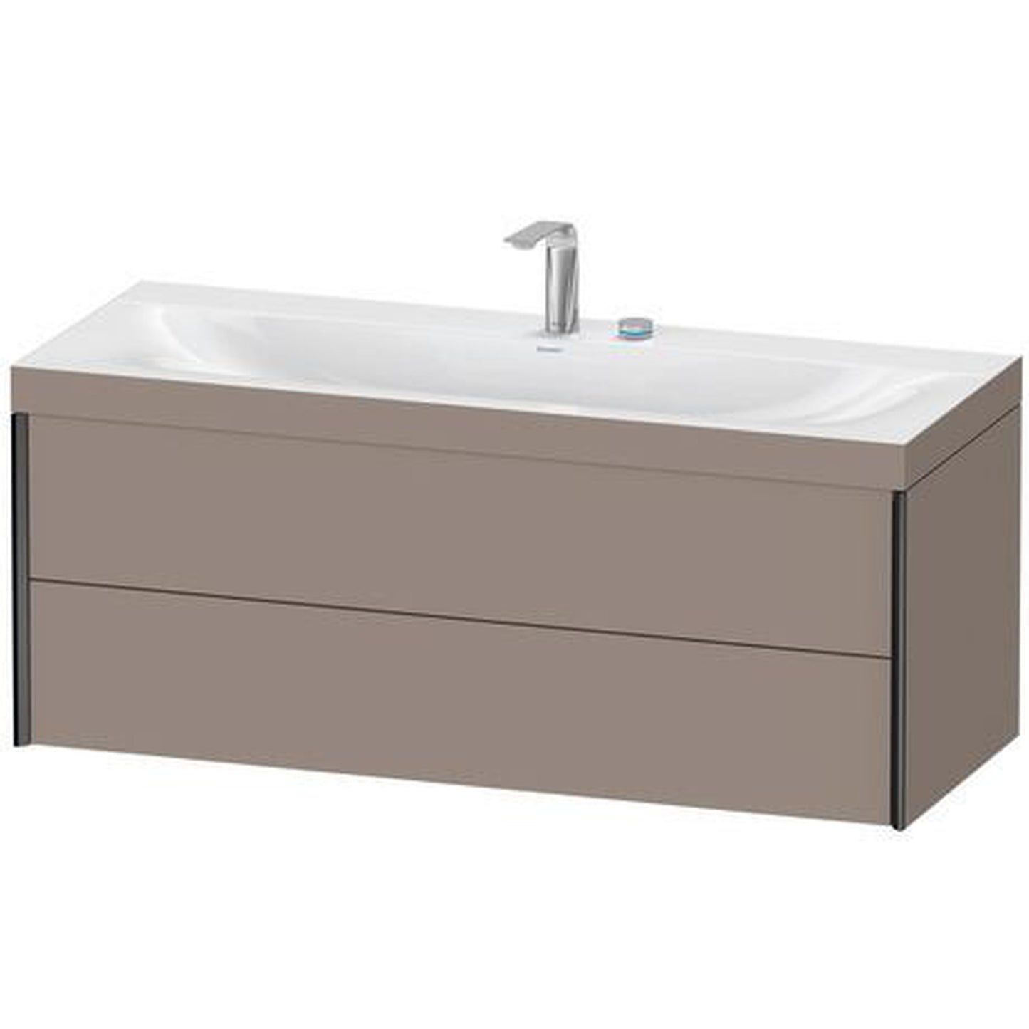 Duravit Xviu 47" x 20" x 19" Two Drawer C-Bonded Wall-Mount Vanity Kit With Two Tap Holes, Basalt (XV4617EB243C)