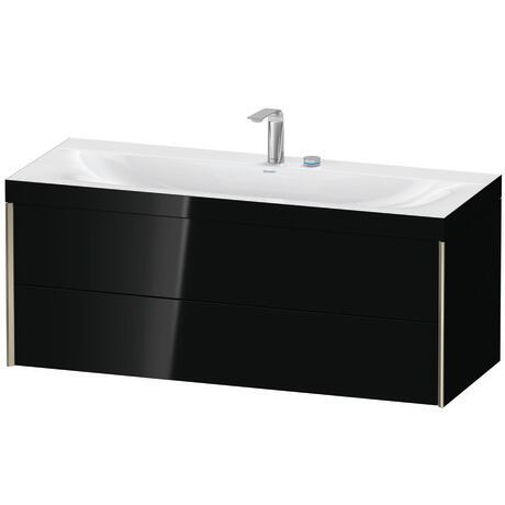 Duravit Xviu 47" x 20" x 19" Two Drawer C-Bonded Wall-Mount Vanity Kit With Two Tap Holes, Black (XV4617EB140C)