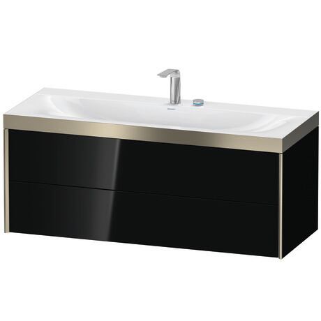 Duravit Xviu 47" x 20" x 19" Two Drawer C-Bonded Wall-Mount Vanity Kit With Two Tap Holes, Black (XV4617EB140P)