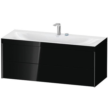 Duravit Xviu 47" x 20" x 19" Two Drawer C-Bonded Wall-Mount Vanity Kit With Two Tap Holes, Black (XV4617EB240C)