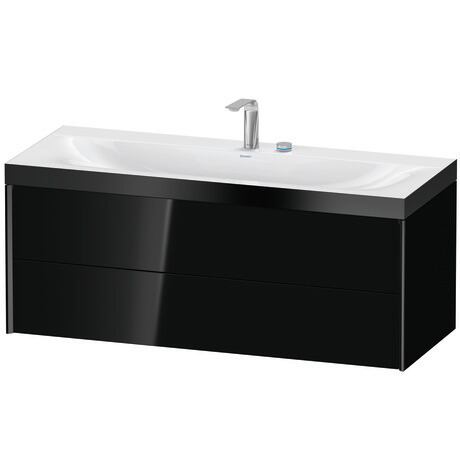Duravit Xviu 47" x 20" x 19" Two Drawer C-Bonded Wall-Mount Vanity Kit With Two Tap Holes, Black (XV4617EB240P)