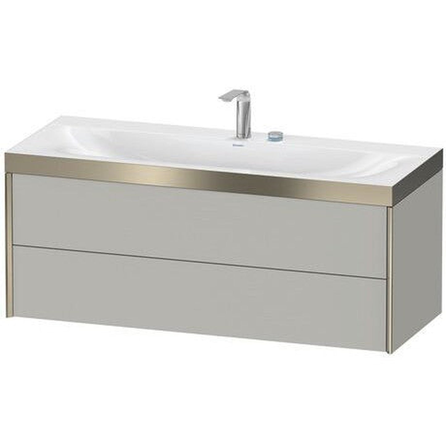Duravit Xviu 47" x 20" x 19" Two Drawer C-Bonded Wall-Mount Vanity Kit With Two Tap Holes, Concrete Gray (XV4617EB107P)