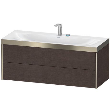 Duravit Xviu 47" x 20" x 19" Two Drawer C-Bonded Wall-Mount Vanity Kit With Two Tap Holes, Dark Brushed Oak (XV4617EB172P)