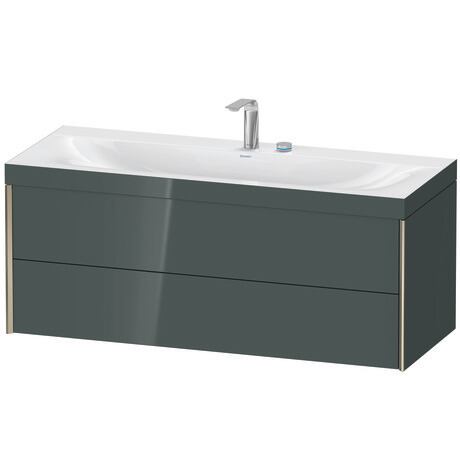 Duravit Xviu 47" x 20" x 19" Two Drawer C-Bonded Wall-Mount Vanity Kit With Two Tap Holes, Dolomite Gray (XV4617EB138C)