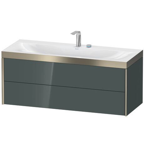 Duravit Xviu 47" x 20" x 19" Two Drawer C-Bonded Wall-Mount Vanity Kit With Two Tap Holes, Dolomite Gray (XV4617EB138P)