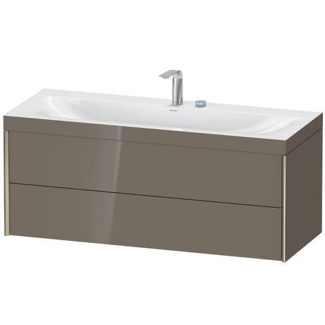 Duravit Xviu 47" x 20" x 19" Two Drawer C-Bonded Wall-Mount Vanity Kit With Two Tap Holes, Flannel Gray (XV4617EB189C)