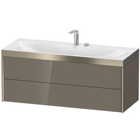 Duravit Xviu 47" x 20" x 19" Two Drawer C-Bonded Wall-Mount Vanity Kit With Two Tap Holes, Flannel Gray (XV4617EB189P)