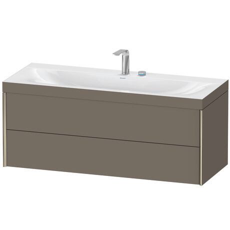 Duravit Xviu 47" x 20" x 19" Two Drawer C-Bonded Wall-Mount Vanity Kit With Two Tap Holes, Flannel Gray (XV4617EB190C)