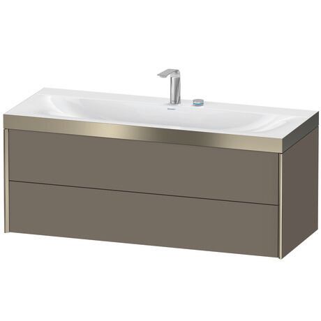 Duravit Xviu 47" x 20" x 19" Two Drawer C-Bonded Wall-Mount Vanity Kit With Two Tap Holes, Flannel Gray (XV4617EB190P)