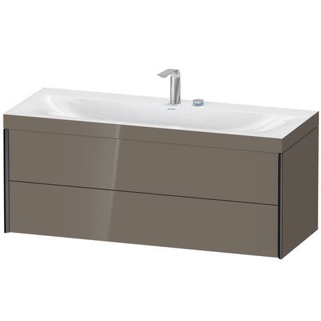 Duravit Xviu 47" x 20" x 19" Two Drawer C-Bonded Wall-Mount Vanity Kit With Two Tap Holes, Flannel Gray (XV4617EB289C)
