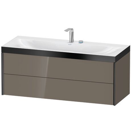 Duravit Xviu 47" x 20" x 19" Two Drawer C-Bonded Wall-Mount Vanity Kit With Two Tap Holes, Flannel Gray (XV4617EB289P)