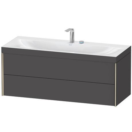 Duravit Xviu 47" x 20" x 19" Two Drawer C-Bonded Wall-Mount Vanity Kit With Two Tap Holes, Graphite (XV4617EB149C)
