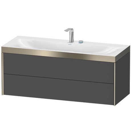 Duravit Xviu 47" x 20" x 19" Two Drawer C-Bonded Wall-Mount Vanity Kit With Two Tap Holes, Graphite (XV4617EB149P)