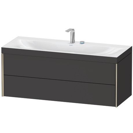 Duravit Xviu 47" x 20" x 19" Two Drawer C-Bonded Wall-Mount Vanity Kit With Two Tap Holes, Graphite (XV4617EB180C)