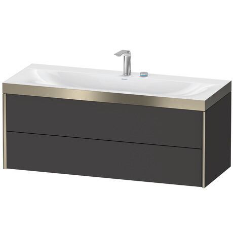 Duravit Xviu 47" x 20" x 19" Two Drawer C-Bonded Wall-Mount Vanity Kit With Two Tap Holes, Graphite (XV4617EB180P)