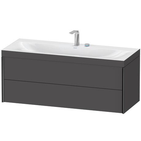 Duravit Xviu 47" x 20" x 19" Two Drawer C-Bonded Wall-Mount Vanity Kit With Two Tap Holes, Graphite (XV4617EB249C)