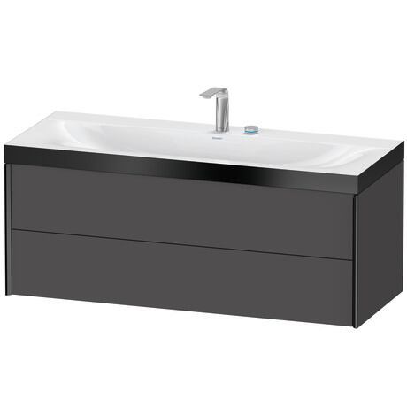 Duravit Xviu 47" x 20" x 19" Two Drawer C-Bonded Wall-Mount Vanity Kit With Two Tap Holes, Graphite (XV4617EB249P)