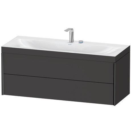 Duravit Xviu 47" x 20" x 19" Two Drawer C-Bonded Wall-Mount Vanity Kit With Two Tap Holes, Graphite (XV4617EB280C)