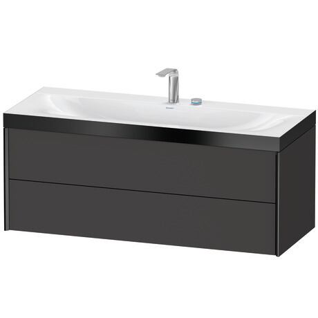 Duravit Xviu 47" x 20" x 19" Two Drawer C-Bonded Wall-Mount Vanity Kit With Two Tap Holes, Graphite (XV4617EB280P)