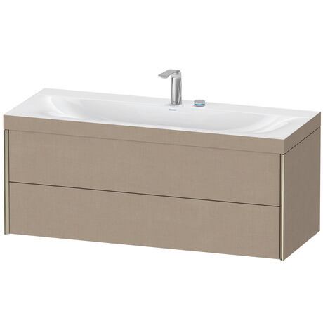 Duravit Xviu 47" x 20" x 19" Two Drawer C-Bonded Wall-Mount Vanity Kit With Two Tap Holes, Linen (XV4617EB175C)