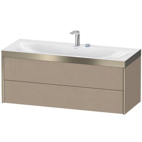 Duravit Xviu 47" x 20" x 19" Two Drawer C-Bonded Wall-Mount Vanity Kit With Two Tap Holes, Linen (XV4617EB175P)
